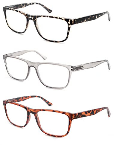 MODFANS 3er Set Lesebrille Herren/Damen,Gute Brillen,Hochwertig,Rechteckig Komfortabel Super Lesehilfe,fur Manner und Frauen,Gemischte Farbe