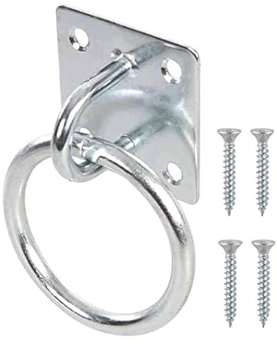 TERF® Heavy Duty Security Ring on Plate Hooks 50mm Pad Eye Plate with Hole Ceiling Hook Wall Mount Hook with Screws for Wall Ceiling Hanging - Pack of 1