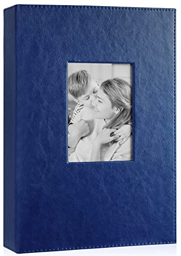 Benjia Fotoalbum mit 300 Fächern, 15 x 10 cm, extra groß, Ledereinband, Einsteckalbum, Hochzeitsfotoalben, für 300 Fotos à 10 x 15 cm, Blau