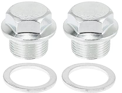 X AUTOHAUX Motorölablassschraube Mit Dichtring Für GM 2 Stück | Silberfarben, Größe 31x27mm, Für Motorölwechsel