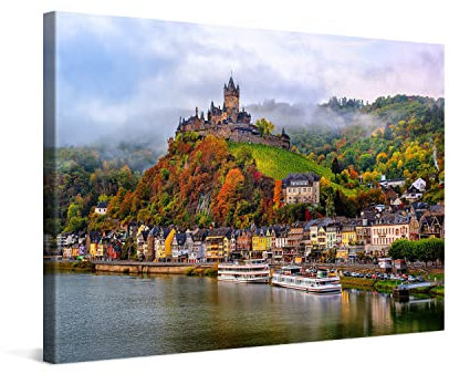 PICANOVA – Premium Leinwanddruck – Leinwandbild Reichsburg Cochem Mosel 120x80cm – Kunstdruck Auf 2cm Holz-Keilrahmen Für Schlaf- Und Wohnzimmer – Kollektion Deutschland