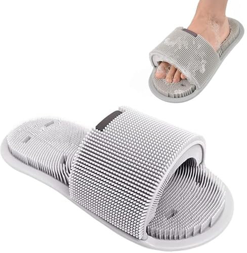 Ygapuzi Shower Foot Scrubber, Soft Silicone Foot Cleaner with Non-Slip Suction Cups, Exfoliates Dead Skin, Improves Circulation & Soothes Tired Feet for Unisex Adults - 1pcs (Gray)
