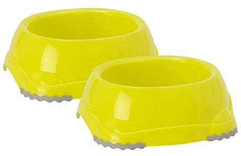 CAT CENTRE Yellow 2 Pcs 0.3L Pet Bowls Small Kitten Cat Dog Feeder Drinking Water Dish Dry and Wet Food Feeding Non-Slip