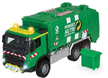 Majorette - Grand Series - Volvo Camion Poubelle - 19cm (Echelle 1/43ème) - Sons et Lumières - Dès 3 Ans - 213743000002, Vert