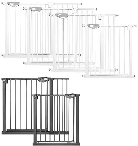 Aufun Treppenschutzgitter Kinder 180° Zwei-Wege-Öffnungsgitter, 75-85cm breit Türschutzgitter ohne Bohren,Metall Gitter für klein Kinder,Weiß