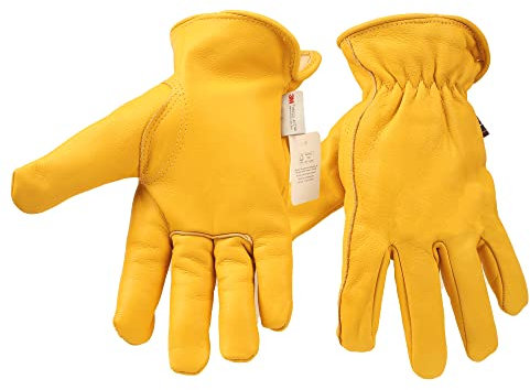 HHPROTECT Guanti da lavoro in pelle da uomo e donna, invernali, caldi, guanti protettivi per conducenti, saldatori, magazzini, giardini - M