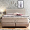 Premium Boxspringbett 140x200 London Samt, ohne Visco-Topper, Doppelbett, Hotelbett, ohne Bettkasten, 7 Zonen Taschenfederkern-Matratzen, Aufbau KOSTENLOS (Beige, 140x200 cm ohne Topper)