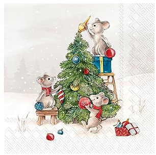 IHR Ideal Home Range - Papierservietten MICE AT WORK light grey 20 St. Lunch-Servietten 33 cm x 33 cm