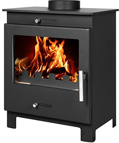 6 kW Kaminofen Bruno Darko - Kompakter Holzofen aus anthrazit-farbenen Stahl