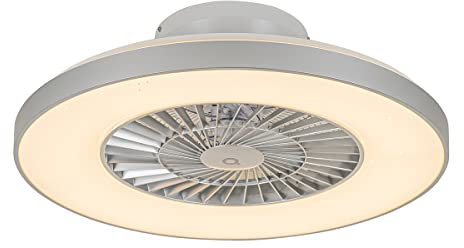 Qazqa - Modern Smarter Deckenventilator mit beleuchtung silber mit Sterneffekt dimmbar - Climo Dimmer I Dimmbar I Wohnzimmer I Schlafzimmer - Kunststoff Rund - I LED