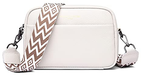 FORRICA Borsa Donna Tracolla Piccola in Pelle Ragazze Tracolla Borsetta Moda Borsa a Spalla con Cinturino Largo Bianco A