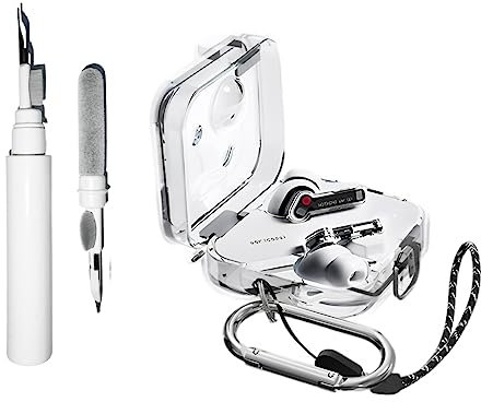 [4 in 1] for Nothing Ear 2 Custodia con kit di pulizia, custodia protettiva antiurto trasparente per Nothing Ear 2 con portachiavi/cordino per uomo donna