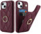 SailorTech iPhone 13 Custodia con Portacarte per Donne, iPhone 13 Telefono Custodia Anello Stand con Kickstand Carta di Credito Custodia Carino e alla moda per iPhone 13 - Borgogna