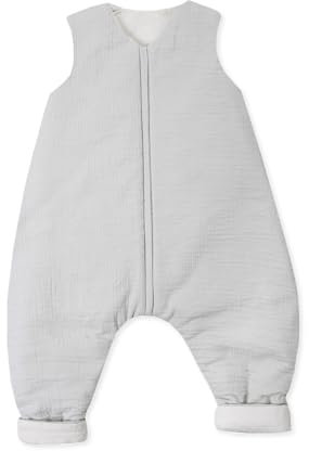 Julius Zöllner Schlafoverall Jumper gefüttert Musselin 2,5 TOG Gr. 80 | 100% Baumwollmusselin | Oeko-TEX Standard 100 | grau