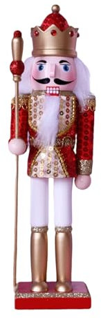 Tainrunse Puppet Ornamenti Bambini Presente Schiaccianoci Pupazzo Retro Compatibile con Casa Rosso Oro