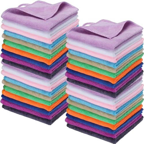Newwiee Waschlappen, Baumwolle, weich, schnell trocknend, Handtuch für Babys, Kinder, Frauen, Badezimmer, Waschkörper, Viskosefaser, Mehrzweck-Fingerspitzen-Lappen (helle Farbe, 25,4 x 25,4 cm), 40