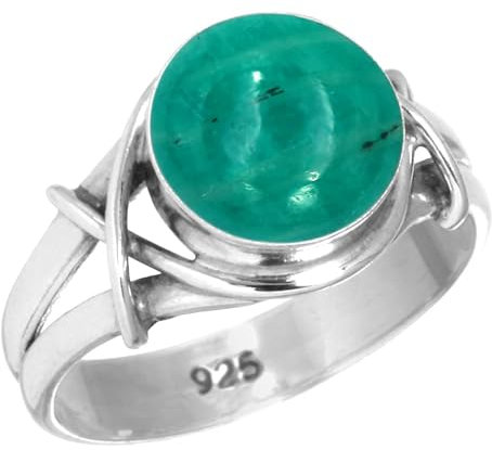 Jeweloporium Grün Real Amazonit 925 Silber Ringe für Frauen Edelstein viktorianisch Silber Ringe Größe 54(17.2) Ostern Geschenk Handgefertigt Schmuck