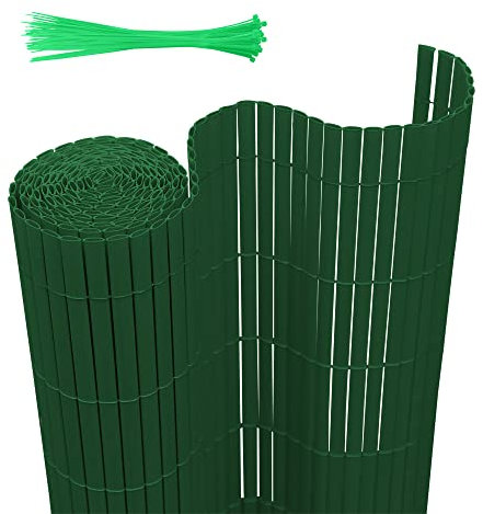 Joparri PVC Sichtschutzmatte 80 x 700 cm Sichtschutz Garten Sichtschutzzaun mit Kabelbindern, Stabil Kunststoff 3-Gewicht-Verstärkung, Wetterfest Sichtschutz für Balkon Garten Terrasse, Grün