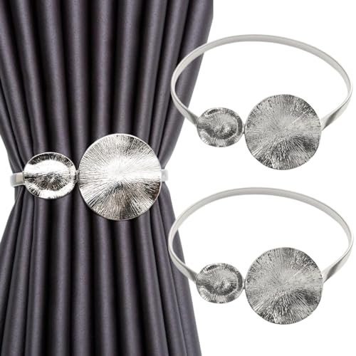Uoocg 2 Stück Vorhang Raffhalter Silber Metall modern Vorhangschnalle Gardinen zubehör für den Innenbereich Wohnzimmer Schlafzimmer (Lotusblatt)