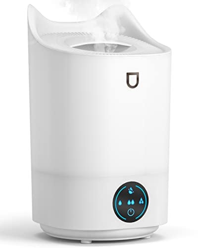 4L Humidifier for Bedroom Waiybbit Aroma Diffusers for Home (Lasts Up to 35 Hours) Top Fill Cool Mist Air Humidifier for Baby Nursery Office Plant (BPA FREE), 4 Mist Modes, 2 Nozzles, Auto Shut Off