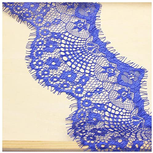 Wisafory 3 Yards Spitzenband Spitzenbordüre Spitzenborte Spitzenstoff Spitzenbesatz Elastizität Spitze Bordüre zum Basteln Breiter Dekorativ Spitzenband für Nähen Handwerk Blau