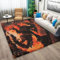 Teppich Wohnzimmer 80x150cm, Rot Kurzflor Teppich Schlafzimmer The Carpet Relax Moderner Cartoon-Flammender Drache Teppich, Waschbar rutschfest Rechteck Küche Kinderzimmer Teppich