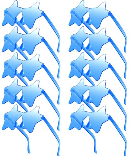 Morcheiong 10/20/30/40 Stk Stern Sonnenbrillen, Bunte Randlose Sonnenbrillen, Coole Pentagramm Brillen für Pool Hochzeit Geburtstag Party (10, Blau)