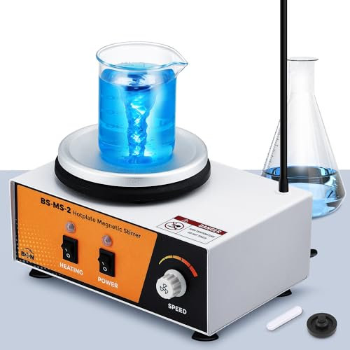 Bonviosin Magnetic Stirrer Hotplate, 3L 0-2600rpm Laboratory Mixer 280℃ with Bendable Sensor Support Rod, 120 * 120mm Magnetic Stirrer Mixer 180W Heating Power (GB)