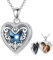 enjoylifecreative Schmetterling Medaillon Halskette zum öffnen für Bilder für Damen Sterlingsilber Butterfly Kristall Herz Medaillon Kette mit Foto Schmetterlinge Schmuck Geschenk für Frauen Mädchen