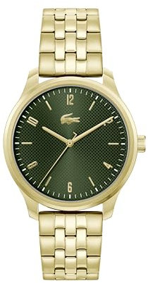 Lacoste Uhr mit DREI-Zeiger-Quarzwerk für Herren Kollektion Lisbon mit Goldfarben Edelstahlarmband - 2011326