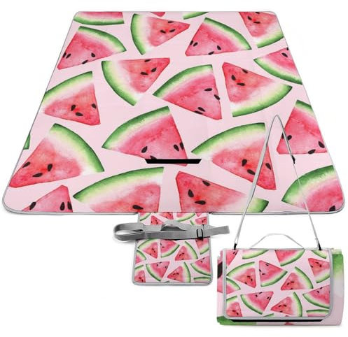 Cmagnifico Picknick-Matte, quadratisch, Fruchtige Wassermelone, Picknickdecke, Outdoor-Teppiche, 148 cm x 148 cm