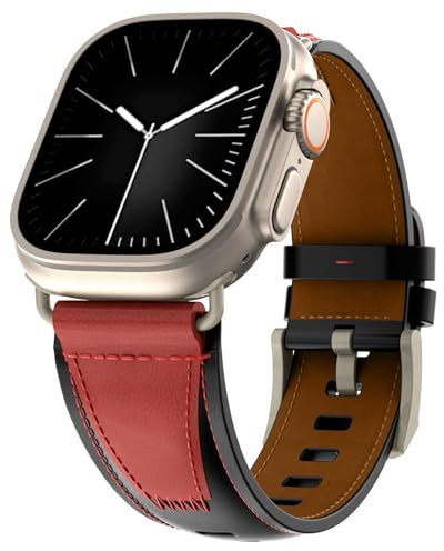 Classic Patchwork Leather Strap for Apple Watch Ultra 2 49mm, Compatible with iWatch Series 10-1, Available in 49mm, 46mm, 45mm, 44mm, 42mm