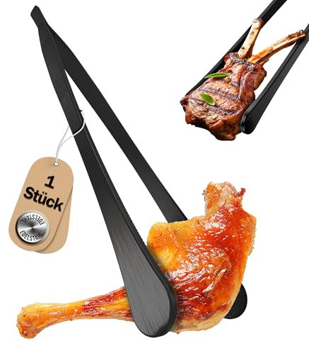 4smile Pince de cuisine, 30 cm, en acier inoxydable, pour la cuisson et la friture, pour la cuisine, le camping ou le barbecue, pince de cuisine