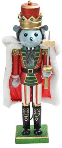 GMBYLBY Wood Nutcrackers Mouse King Figurine Ornament 38cm Christmas Tabletop Shelves Decoration Festival Puppet Figure