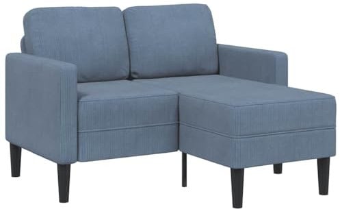 vidaXL 2-Sitzer-Sofa mit Chaiselongue L-Form Blau 125 cm Leinen, 2-Sitzer-Sofa für Schlafzimmer, Zweisitzer-Couch