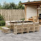 IKAYAA Polyrattan Gartenmöbel Set für 12 Personen, Garten Sitzgruppe, Rattan Essgruppe, Gartengarnitur, Sitzgarnitur, Terrassenmöbel Set, Gartentisch mit 12 Stühle & Kissen Beige und Creme