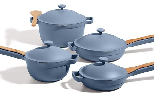 Our Place Cookware Set - 13-Piece Kit Including The Always Pan, Perfect Pot and Spatulas | Multifunctional, Toxin-Free Nonstick | Heat Safe up to 450°F | Oven, Stove, Induction Compatible | Blue Salt
