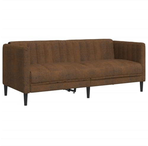 ChicAbode 2-Sitzer Sofa Braun Kunstleder Wildleder-Optik Zweisitzer Loungesofa Designsofa für Wohnzimmer, Couch Wohnzimmersofa