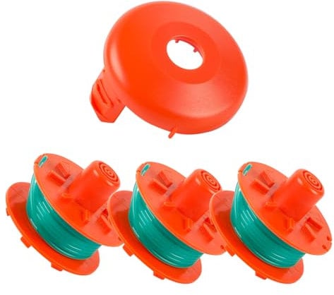 uzoyfoda Rasentrimmer-Spule für Gardena 5367-20, 4,2 m, 2 mm, Rasentrimmer-Spulen, Schnur für Gardena Turbo Trimmer SmallCut 2402 2404 mit 05329-20 Spulenabdeckung (3 Spule + 1 Abdeckung)