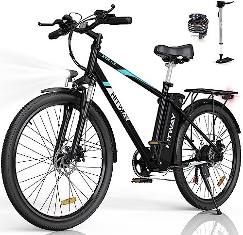 HITWAY E Bike Damen Herren E-Mountainbike 26 Zoll Pedelec Cityräder Elektrofahrrad,250W Motor,Li-Batterie 36V14AH/48V15Ah ebike,7 Gängen,bis 45-120km