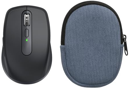 kwmobile Maus Tasche kompatibel mit Logitech MX Anywhere 3 / Anywhere 3S Hülle - Case für Bluetooth Maus aus robustem Cord und Neopren Stoff - Vintage Blue