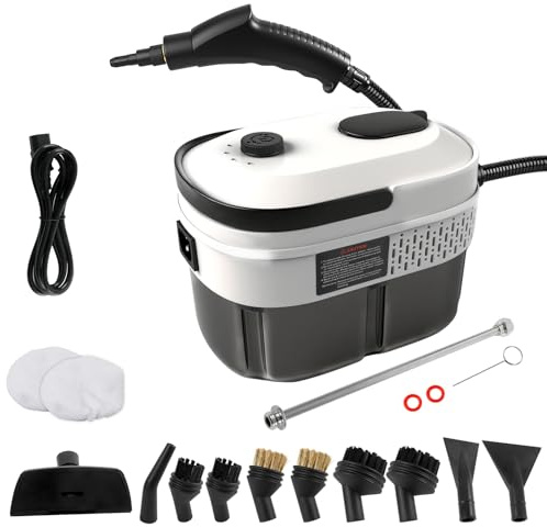 Limpiador de vapor de mano para el hogar, 2500 W, limpiador de vapor portátil con depósito de 1400 ml, limpiador a vapor de alta temperatura, 3 niveles ajustables, para cocinas y suelos de baño