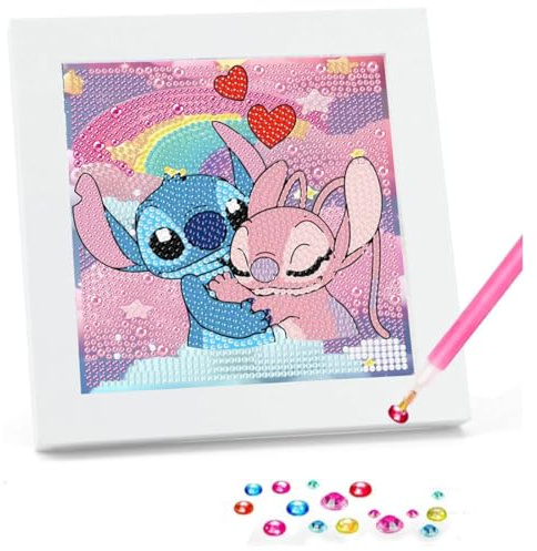 AOWVUTS 5D Diamond Painting Kit Completo DIY Pintura Diamante Dibujos Animados con Marco Bricolaje Diamond Painting para Adultos Niños Kit de Arte de Mosaico para Decoración de Pared del Hogar