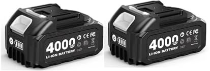 Compatible For Makita, 21V Power Tool ，4.0Ah Cordless Saw Drill Grinder Wrench Rechargeable Lithium Blower Batter(2pcs)