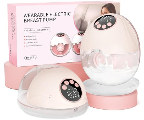 SeyYega Milchpumpe Elektrisch Tragbare, Elektrische Milchpumpe Handsfree 4 Modi 12 Stufen mit 17/19/21 mm komfortabler Flansch, Privat, mit Ersatzzubehör im Lieferumfang Rosa (2 Packs)