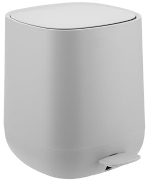 Relaxdays Mülleimer Bad, 5 l, Kosmetikeimer mit Soft-Close, grau | matte Optik, entnehmbarer Inneneimer, Treteimer
