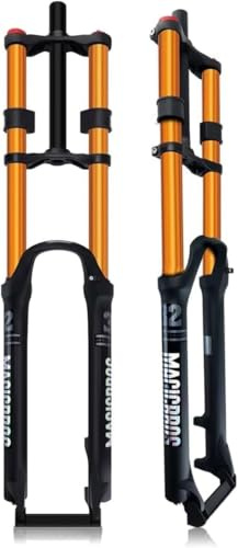 Caimcie Fourche VTT DH 26/27,5/29 Pouces à Suspension pneumatique, débattement de 180 mm, Double épaulement, diamètre 1-1/8, Freins à Disque, Blocage Rapide 9 mm. B,26in