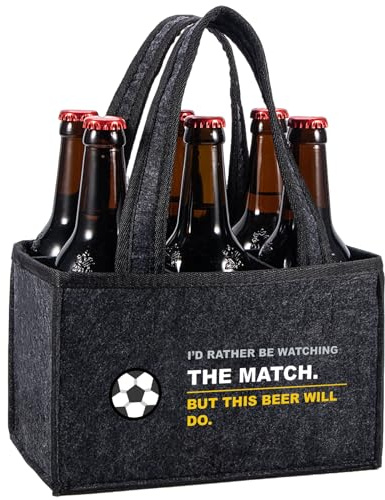 KHstylehoo Funny Football Gifts for Men, Beer Bottle Carrier 6 Bottles Bag, Personalised and Unusual Birthday Coach Gift for Beer Football Lovers Him and Boys, Men's Handbag