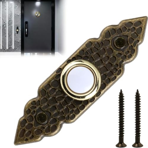 Pulsante campanello cablato in bronzo vintage per miglioramento generale della casa, interruttore di ricambio in plastica con luce a LED per interni ed esterni riparati