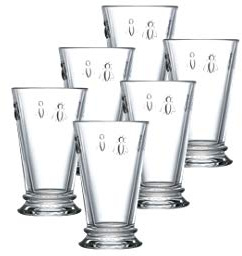 La Rochere Napoleon Bee Glasses Set of 6 – 11.5 oz – Old Fashioned, Embossed Bee Design – Dishwasher Safe Juice Glasses